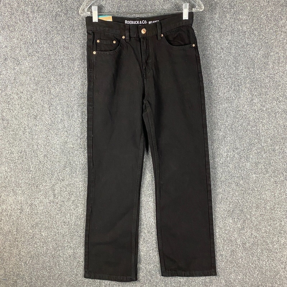 Roebuck & Co Relaxed Jeans Boys 12H Husky Straight Leg Denim Black NWD